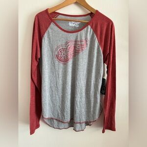 Touch by Alyssa Milano Detroit Red Wings Raglan Top Large NWT Lightweight